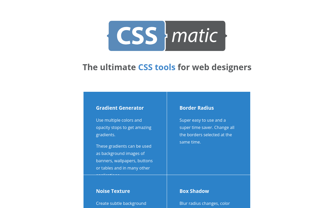 The ultimate CSS tools for web designers | CSSmatic