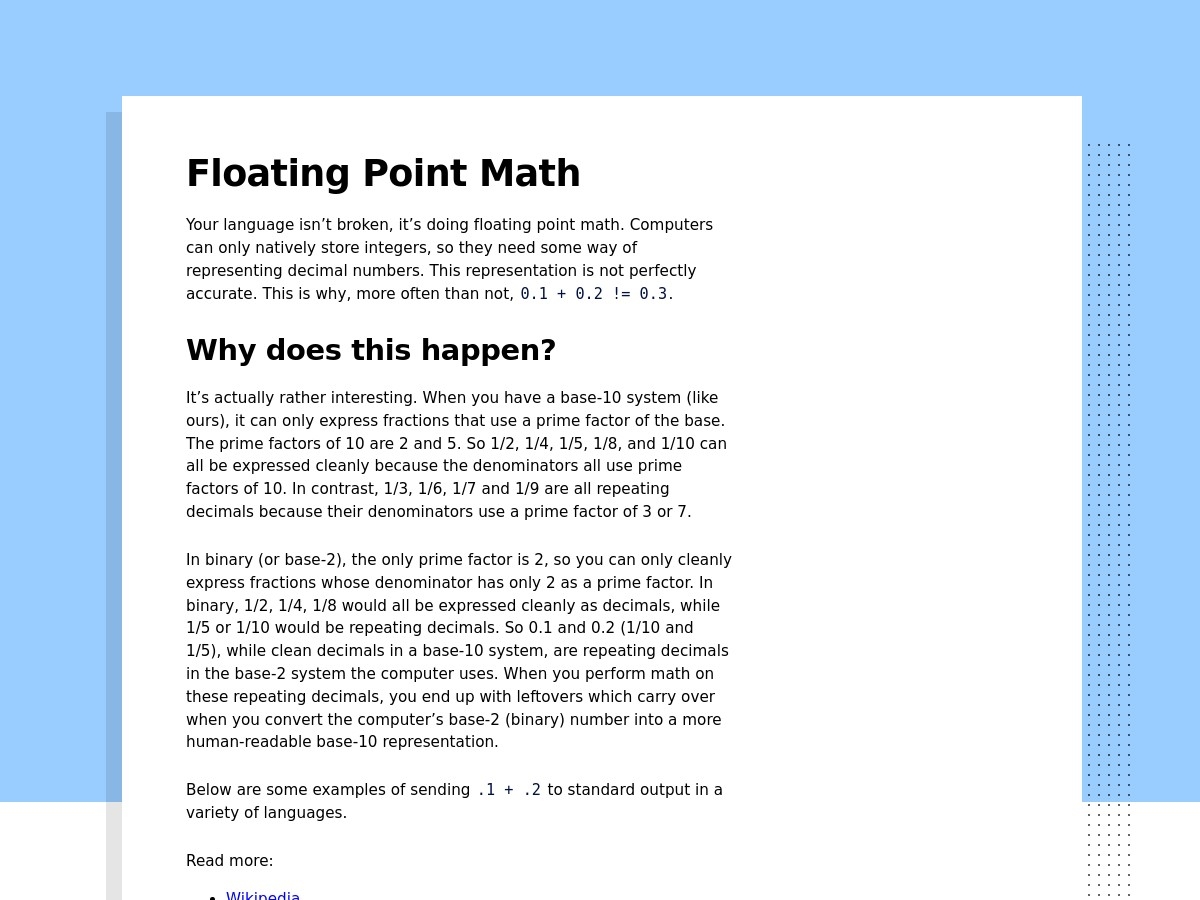 Floating Point Math