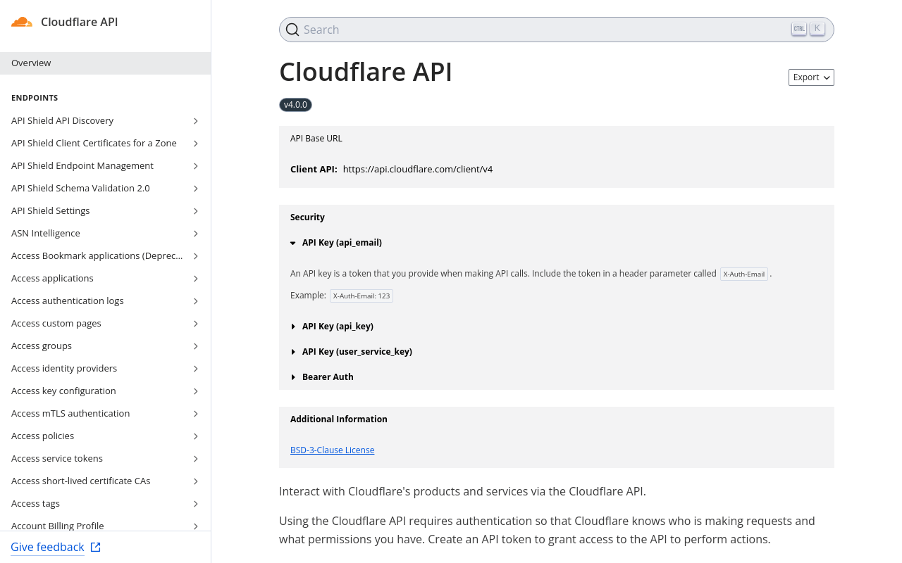 Cloudflare API v4 Documentation