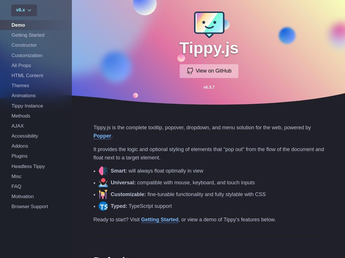 Tippy.js - The complete tooltip, popover, dropdown, and menu solution for the web