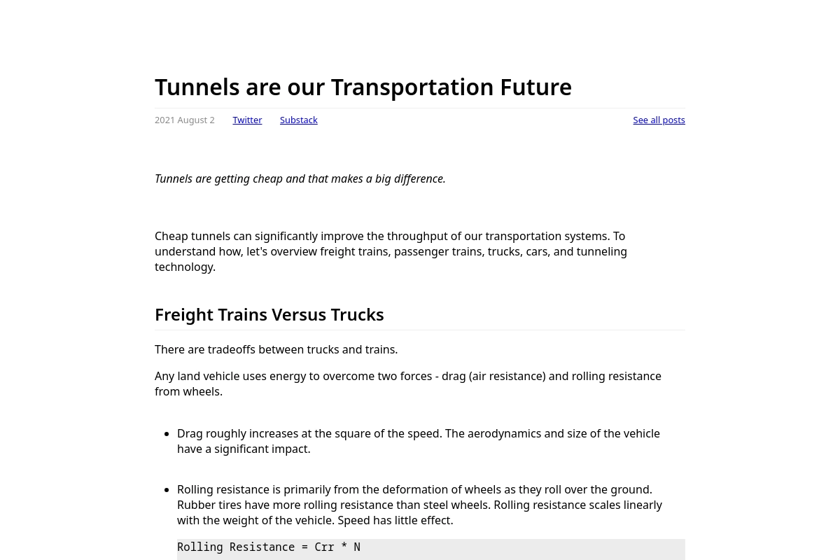 Tunnels are our Transportation Future - Austin Vernon's Blog