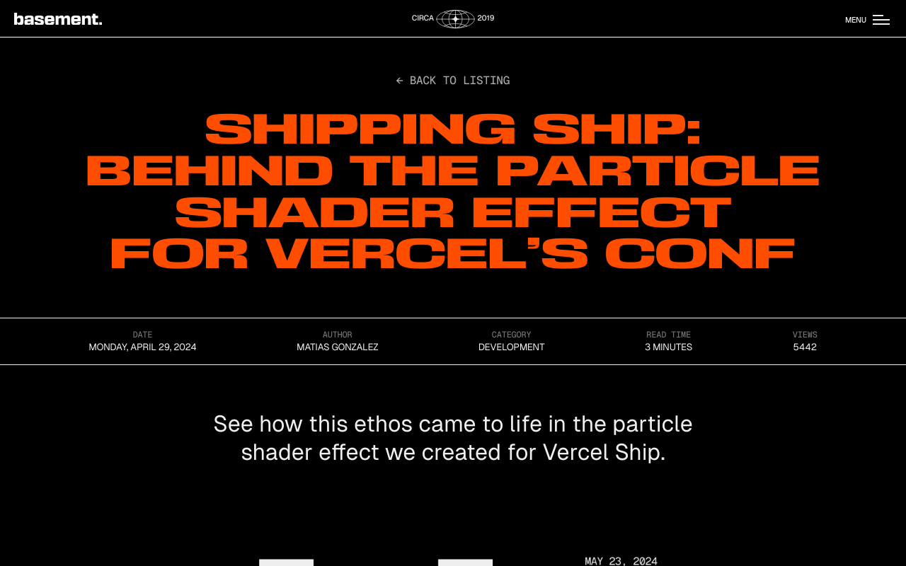 Shipping Ship: Behind the Particle Shader Effect for Vercel’s Conf | basement.studio