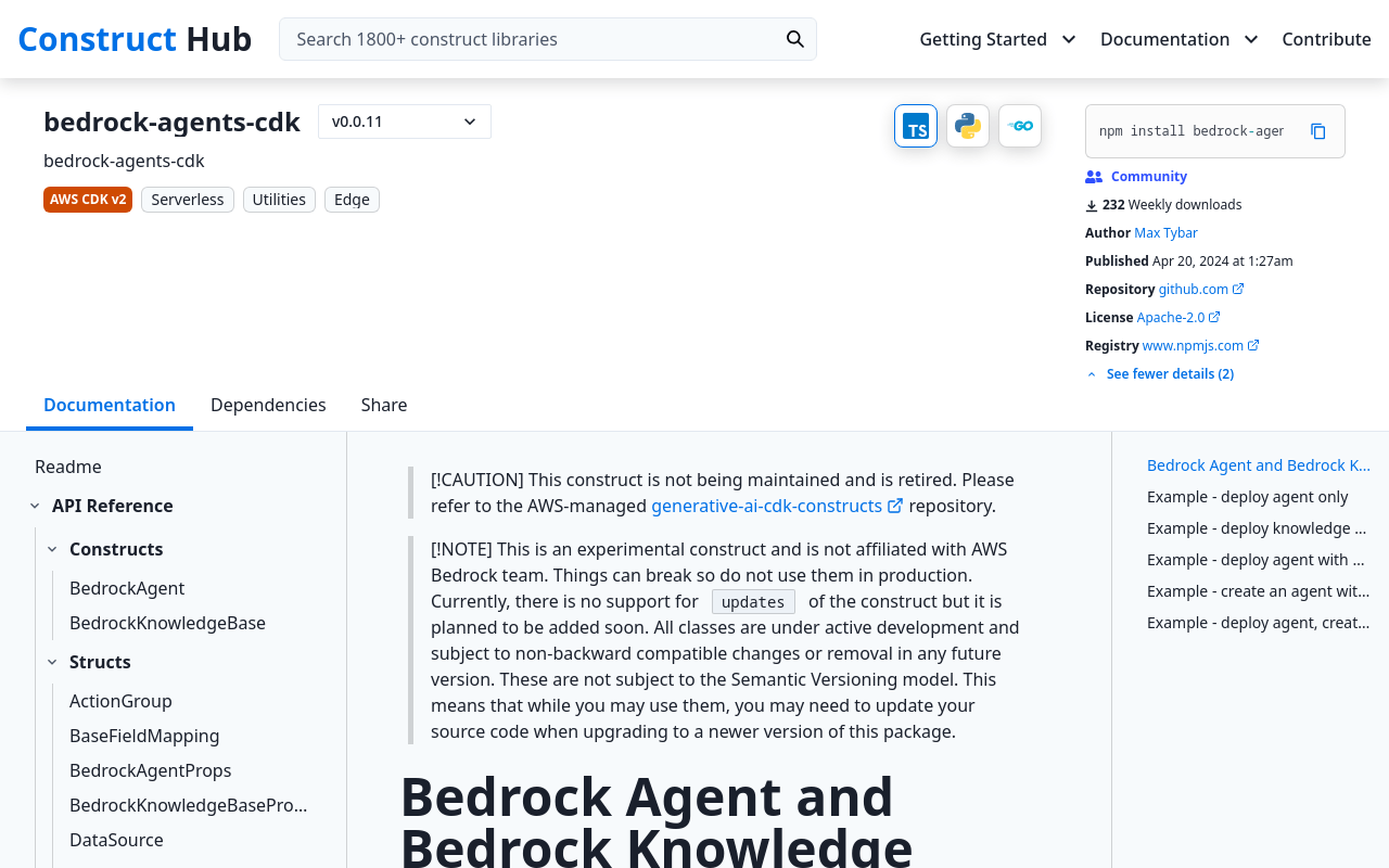 bedrock-agents-cdk 0.0.11 - Construct Hub