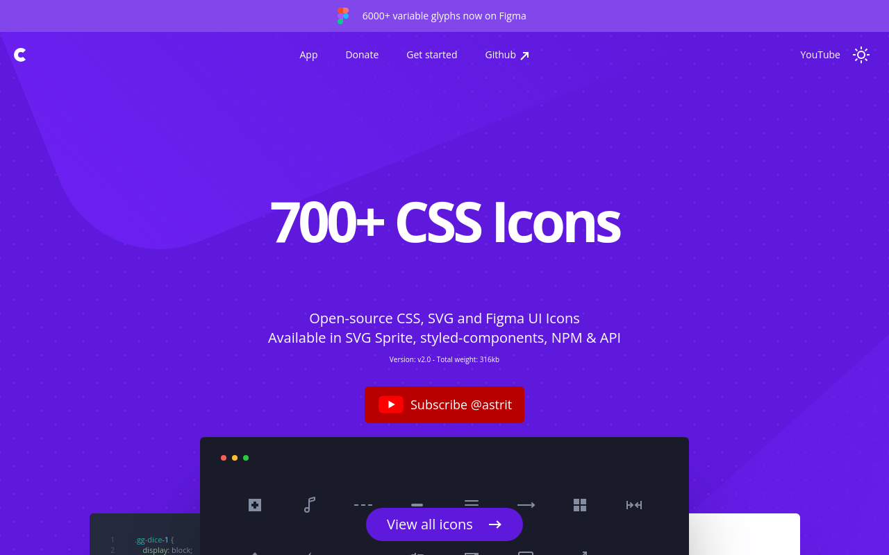 700+ CSS Icons, Customizable, Retina Ready & API