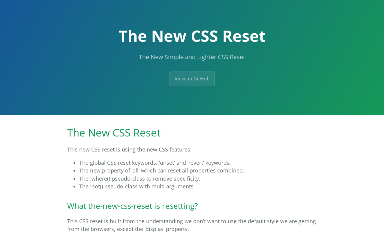 The New CSS Reset