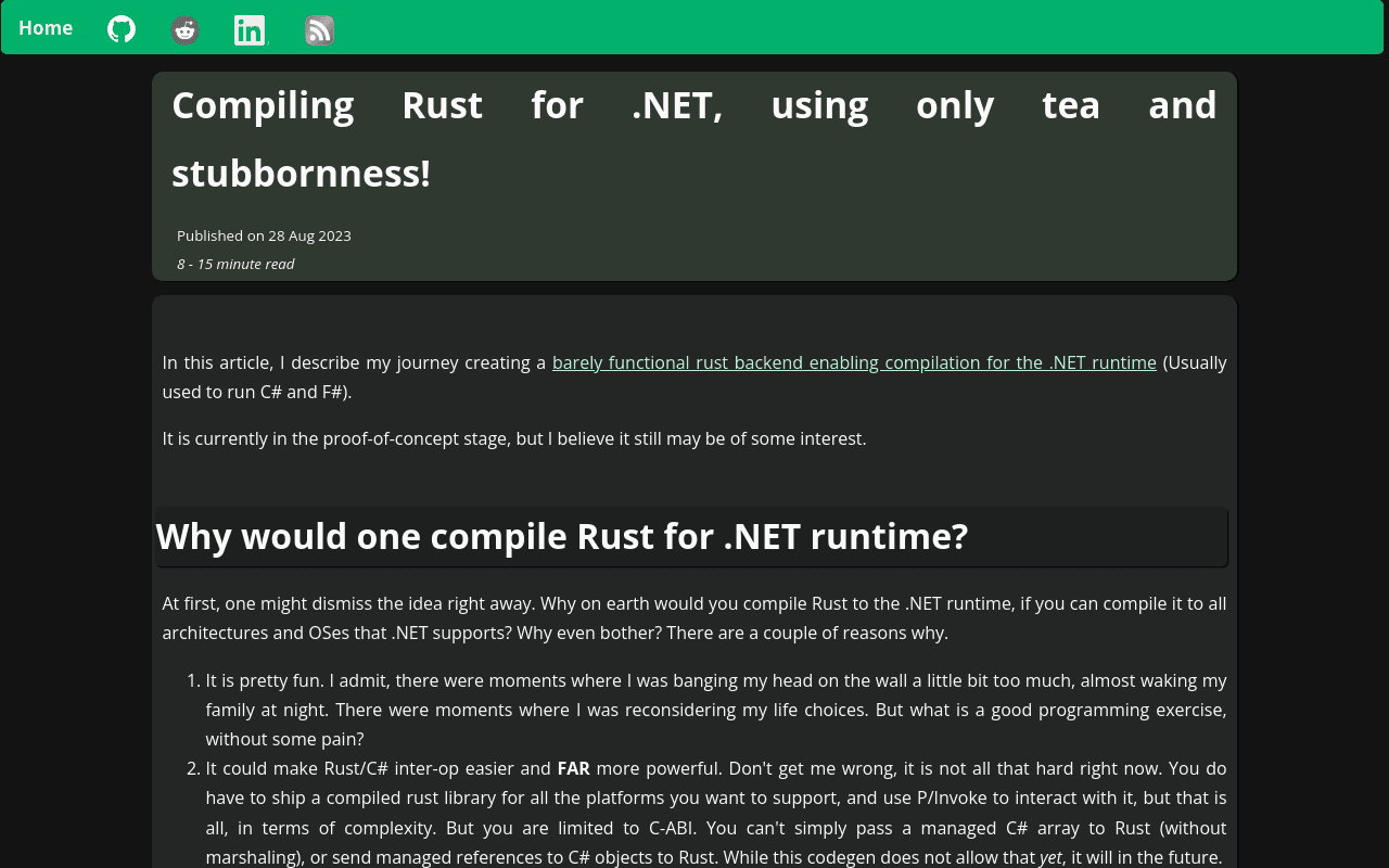 Compiling Rust for .NET, using only tea and stubbornness!