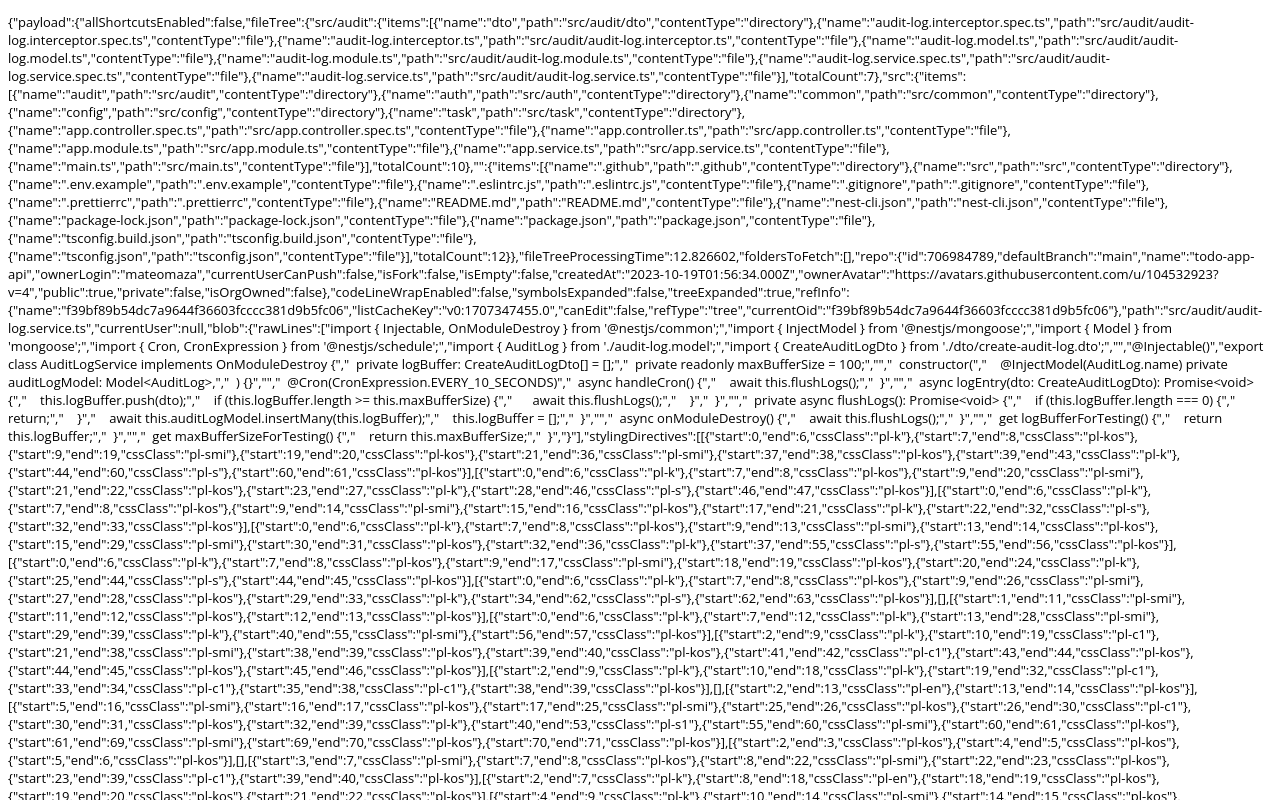 todo-app-api/src/audit/audit-log.service.ts at f39bf89b54dc7a9644f36603fcccc381d9b5fc06 · mateomaza/todo-app-api