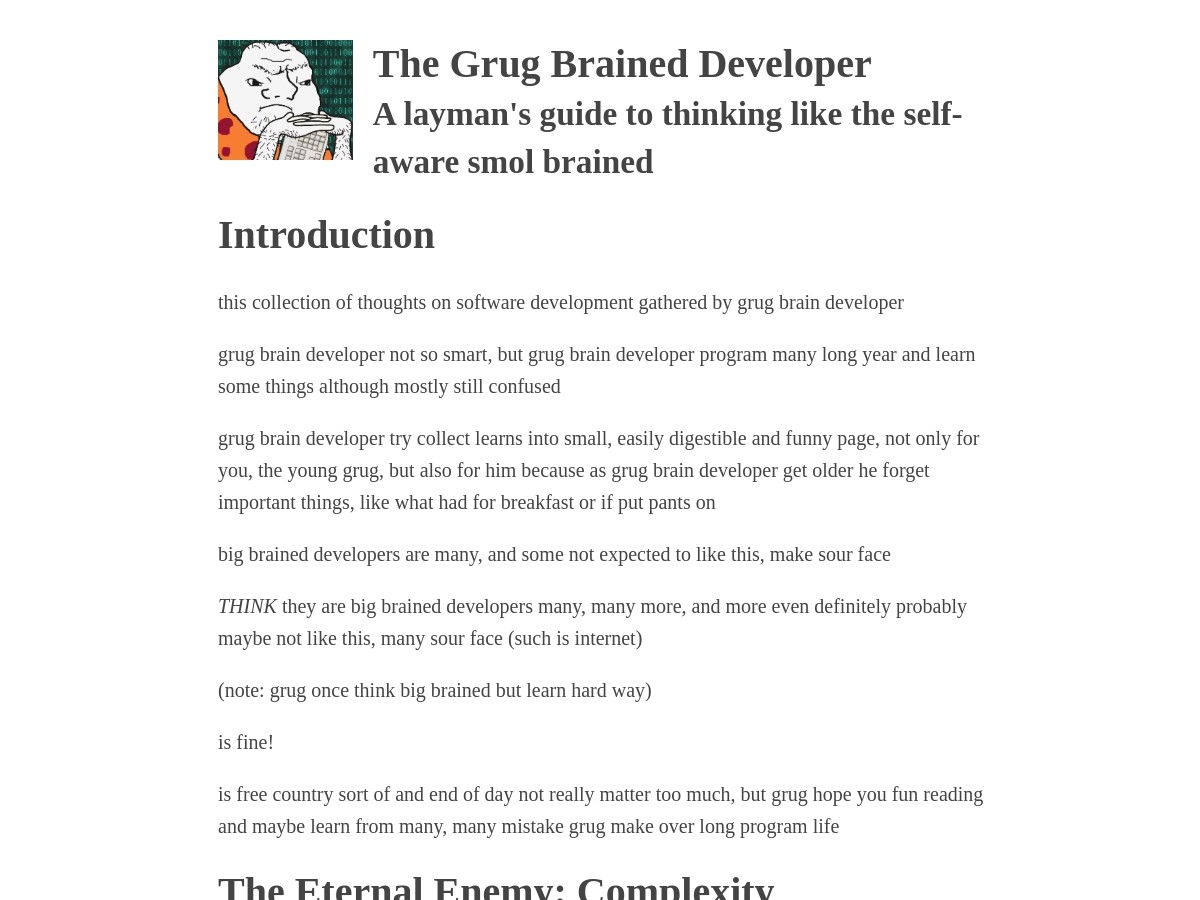 The Grug Brained Developer