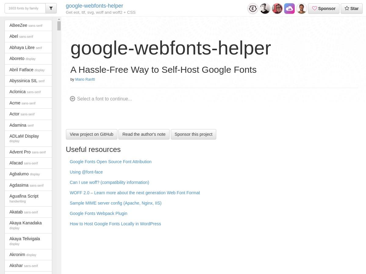 google webfonts helper