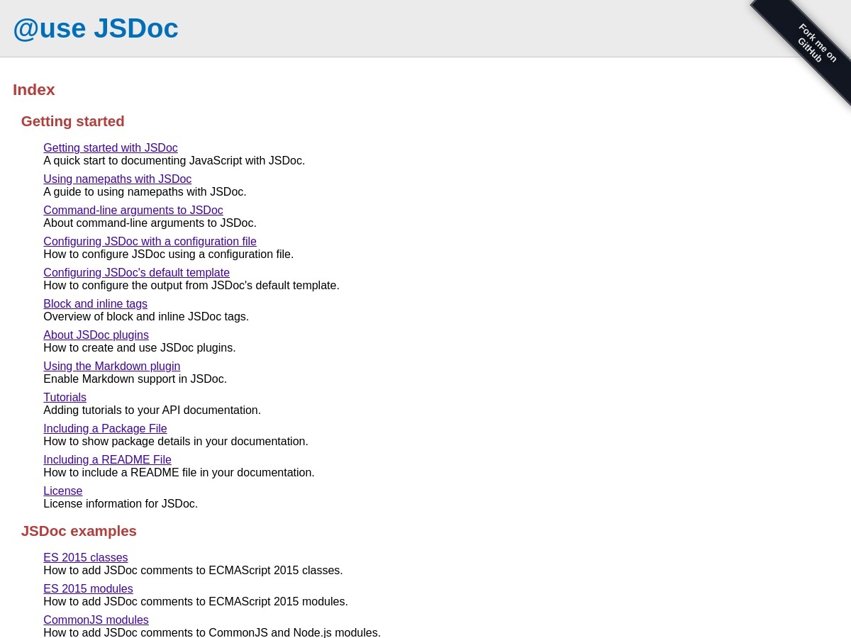 Use JSDoc: Index