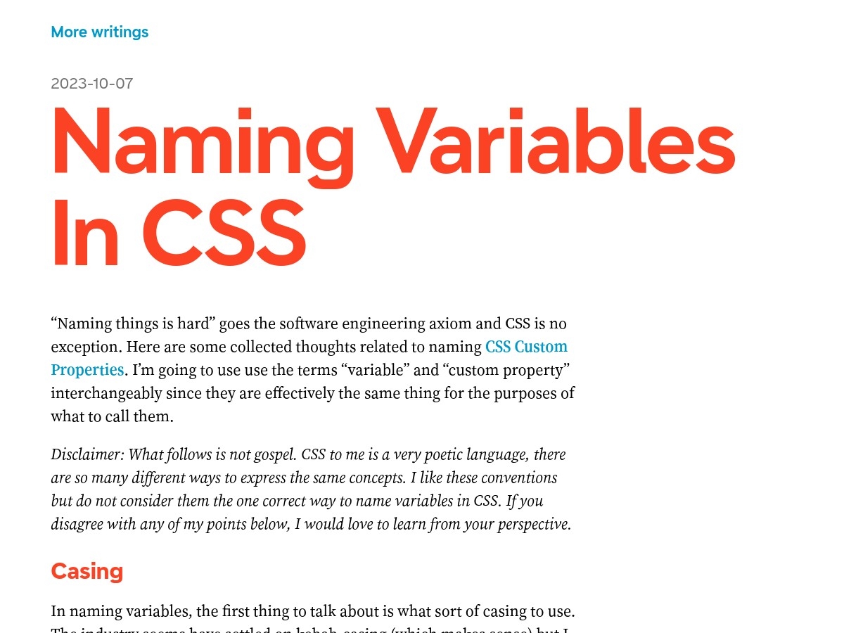 Naming Variables In CSS