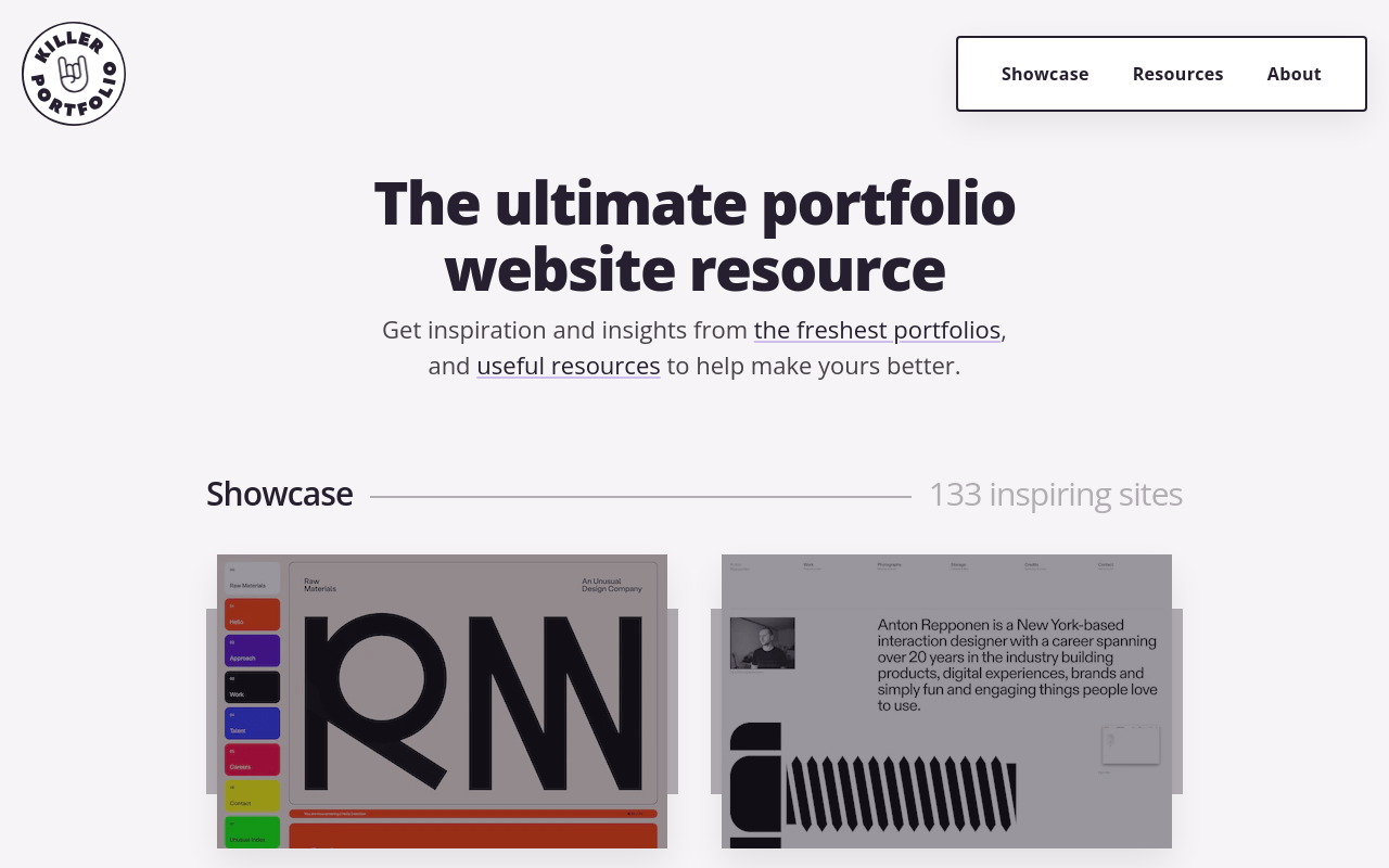 Killer Portfolio | The ultimate portfolio website resource