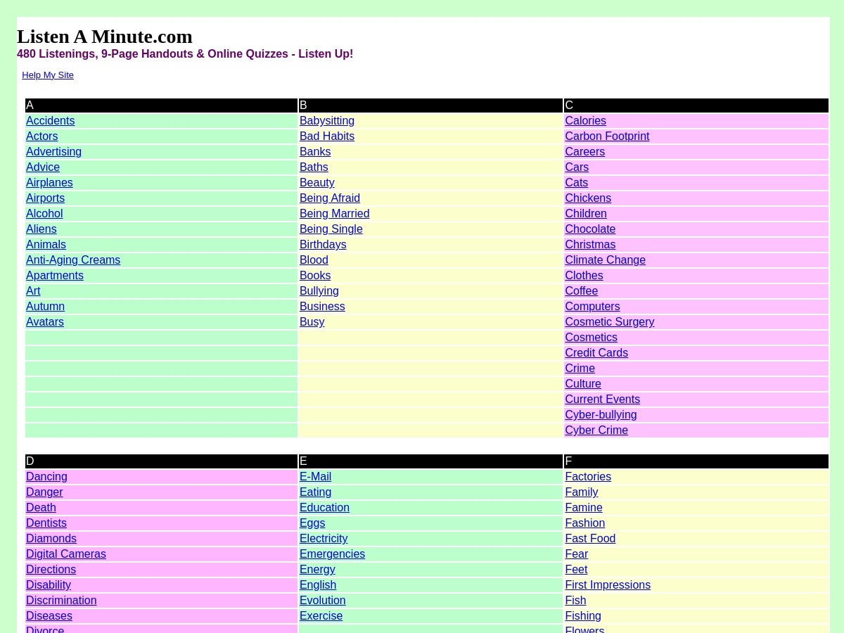 Listen A Minute: Easier English Listening and Lesson Plans