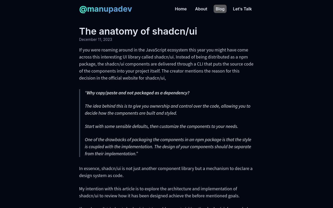 The anatomy of shadcn/ui