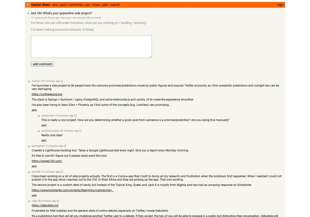 Ask HN: What's your quarantine side project? | Hacker News