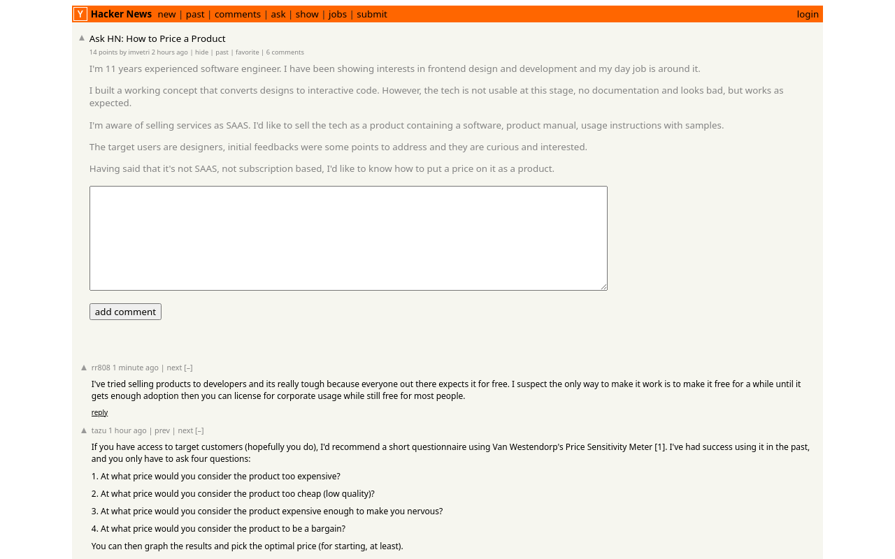 Ask HN: How to Price a Product | Hacker News