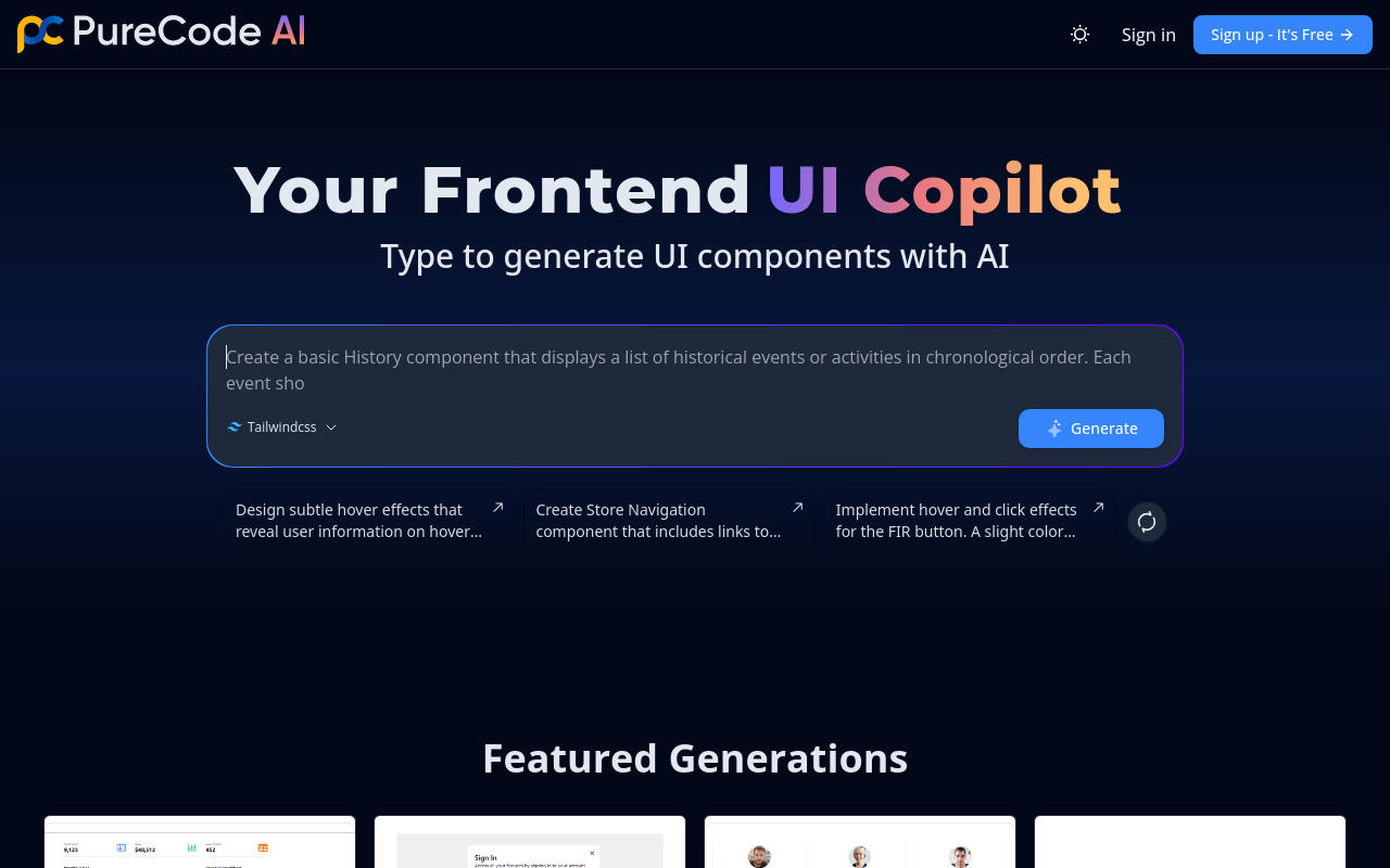 PureCode AI - Generate UI Using AI