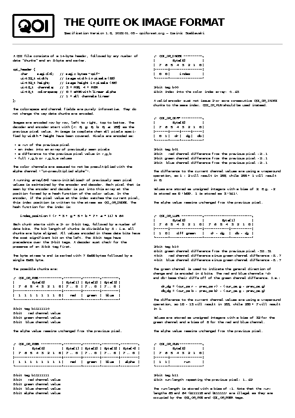 Qoi specification