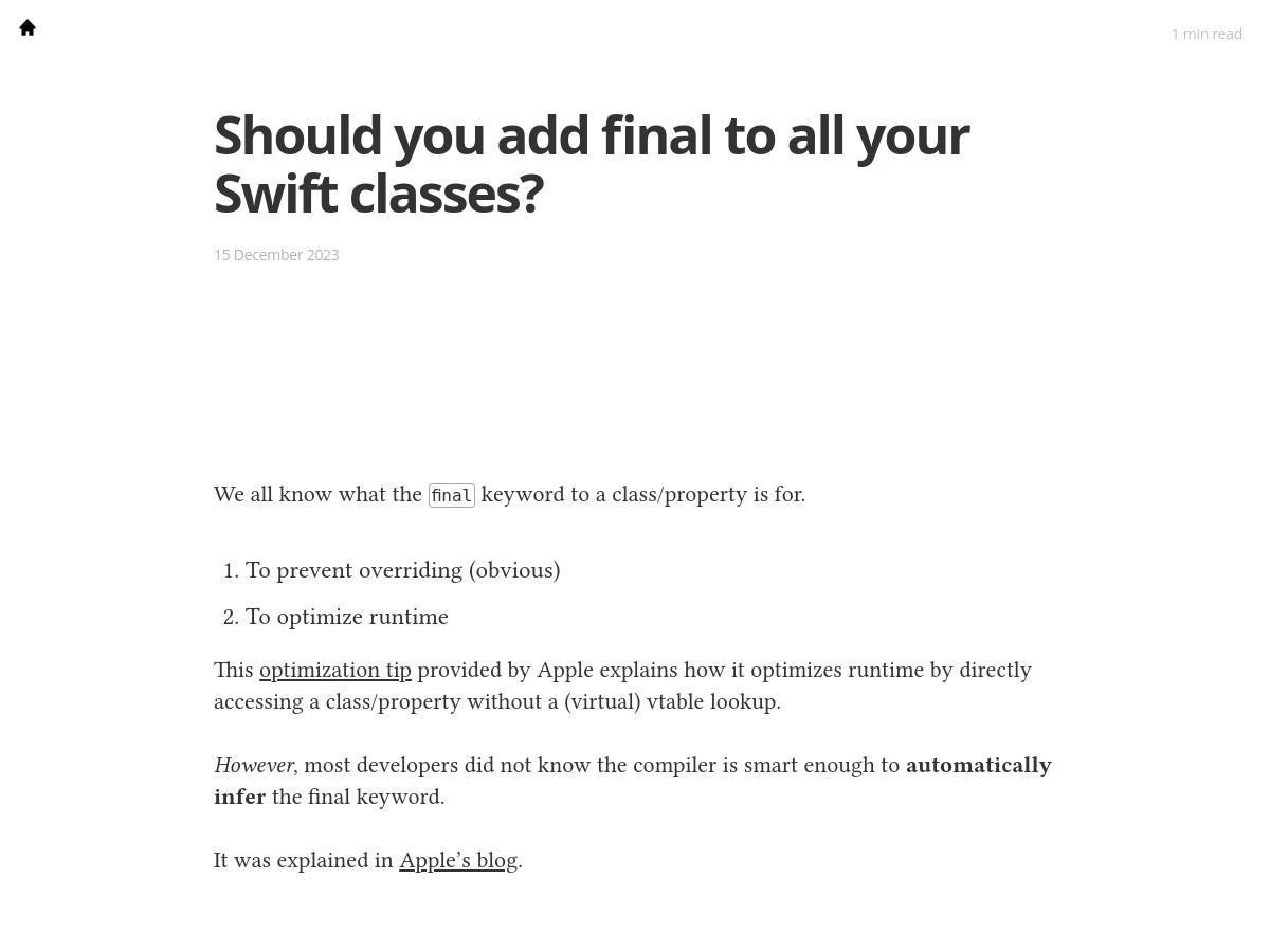 Should you add final to all your Swift classes?