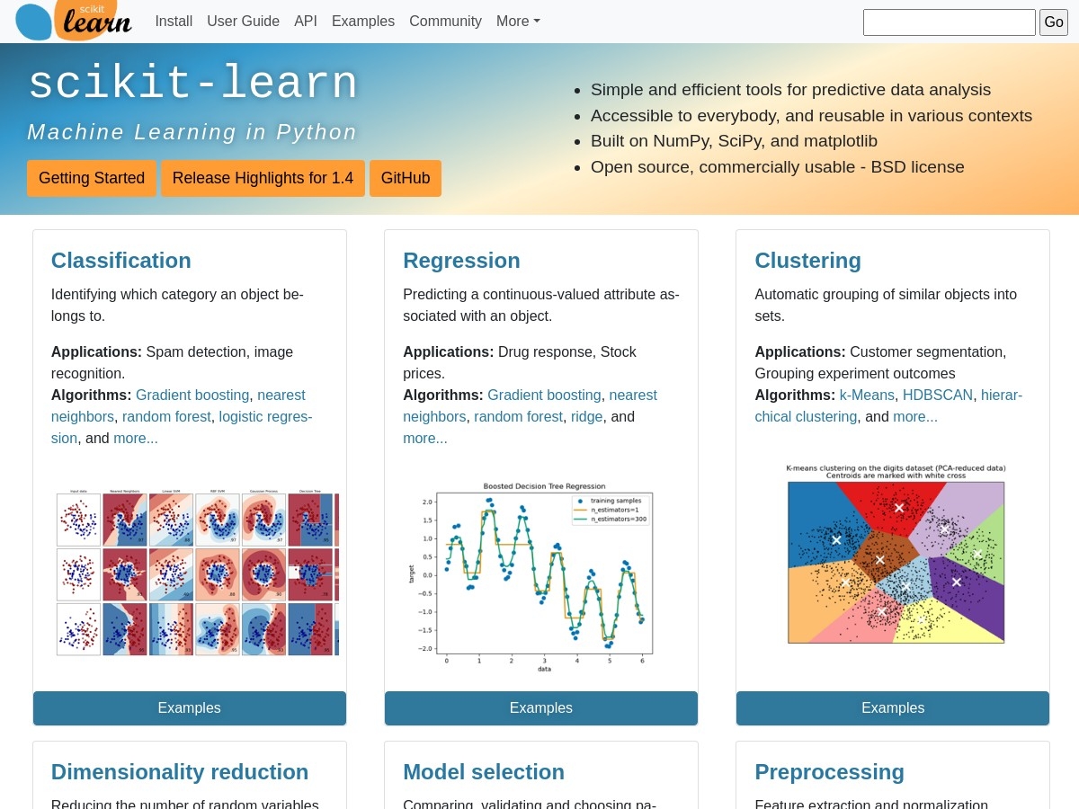 scikit-learn: machine learning in Python — scikit-learn 1.4.1 documentation