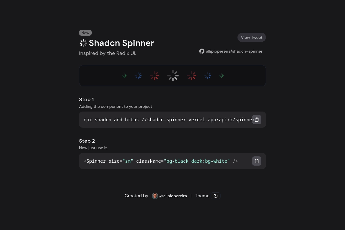 Shadcn UI - Spinner Radix UI