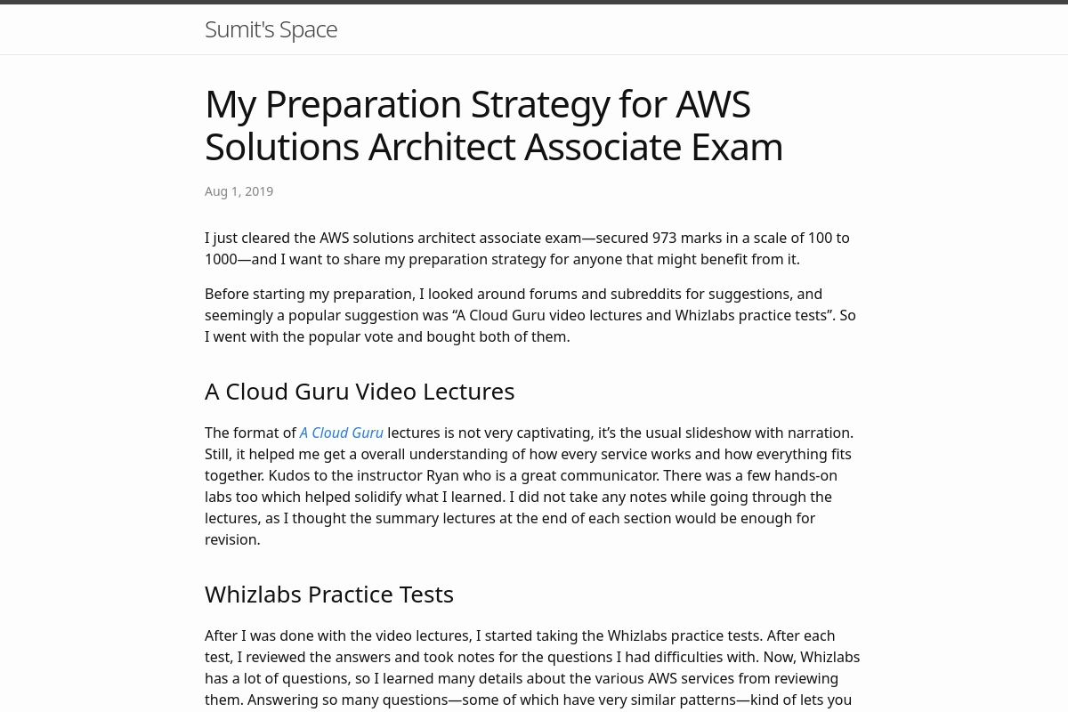 My Preparation Strategy for AWS Solutions Architect Associate Exam | Musing