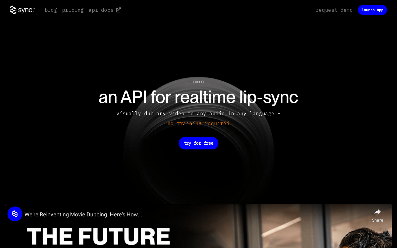 sync.labs - AI lipsync tool for video content creators