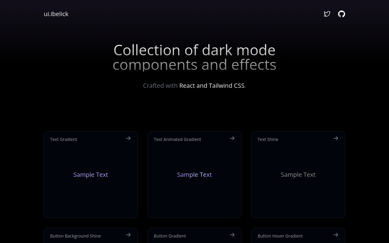 ui.ibelick - Collection of dark mode-first components and effects.