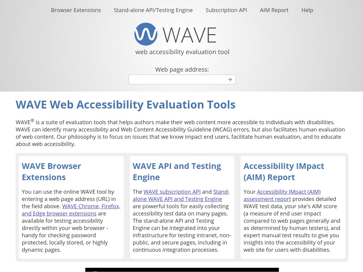 WAVE Web Accessibility Evaluation Tools