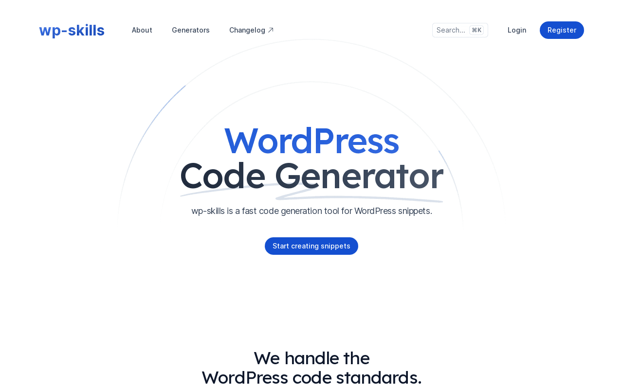 WP Skills - WordPress Code Generator