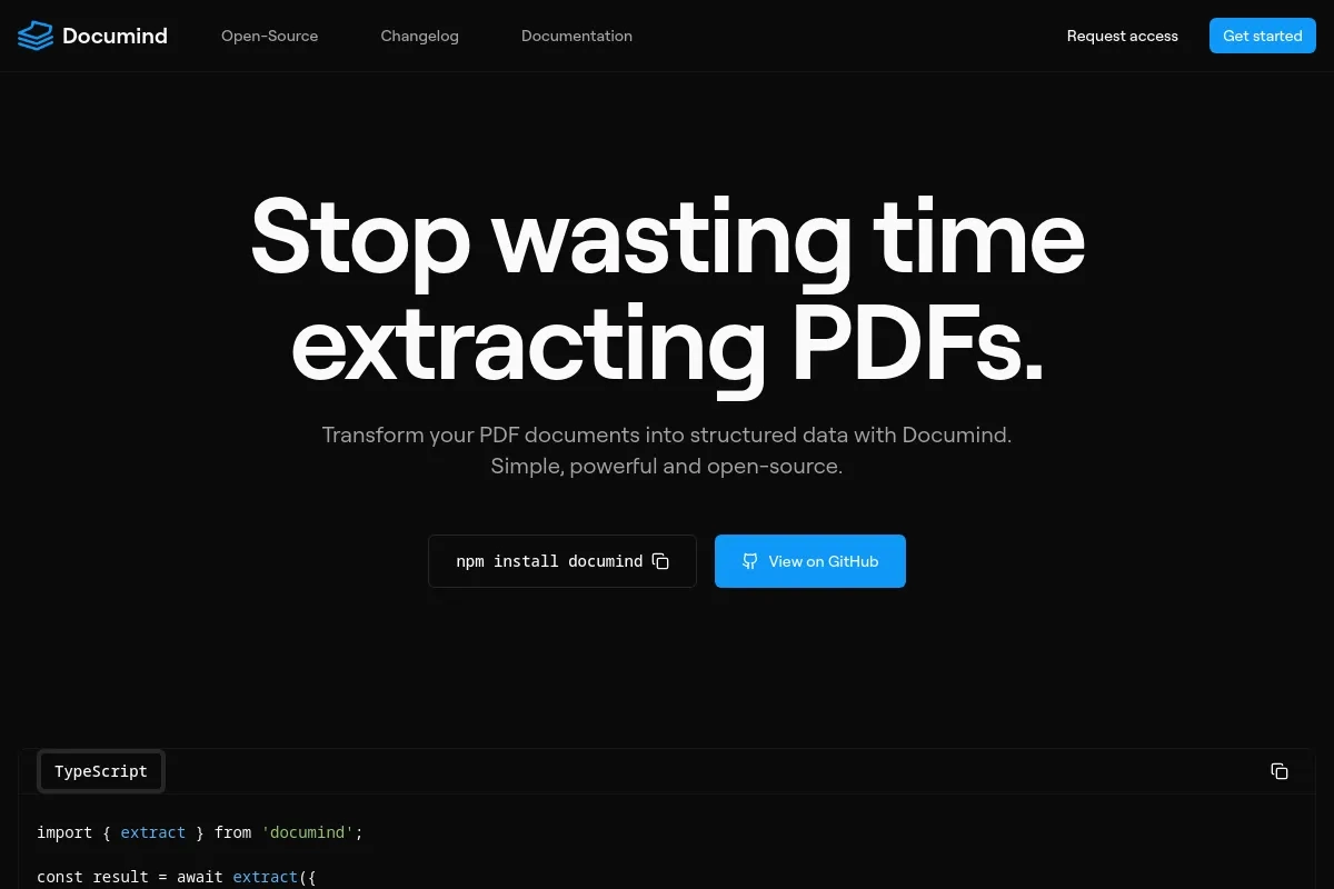 Documind - Extract structured data from PDFs.