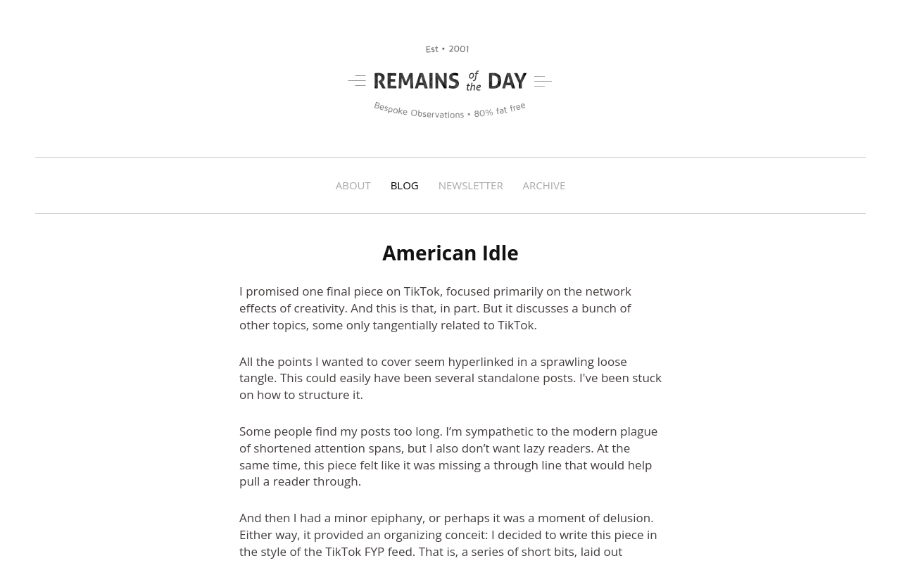 American Idle — Remains of the Day