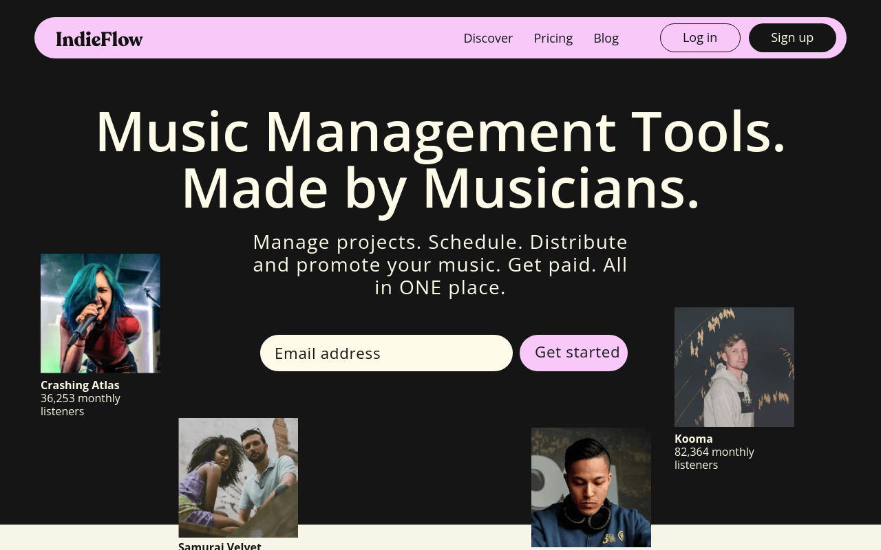 IndieFlow - Music Management Tools. Made by Musicians.