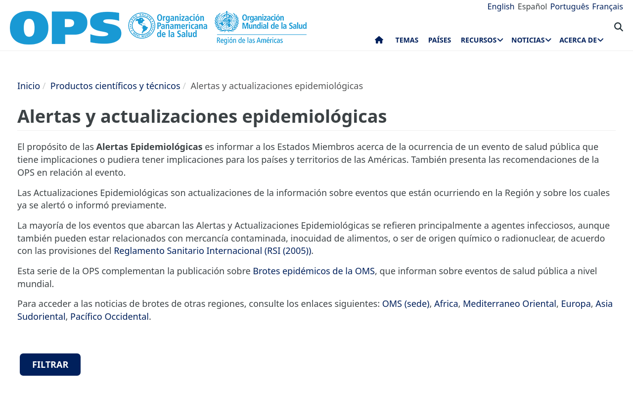 Alertas y actualizaciones epidemiológicas | OPS/OMS | Organización Panamericana de la Salud