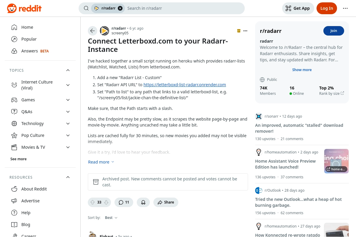 Connect Letterboxd.com to your Radarr-Instance: radarr