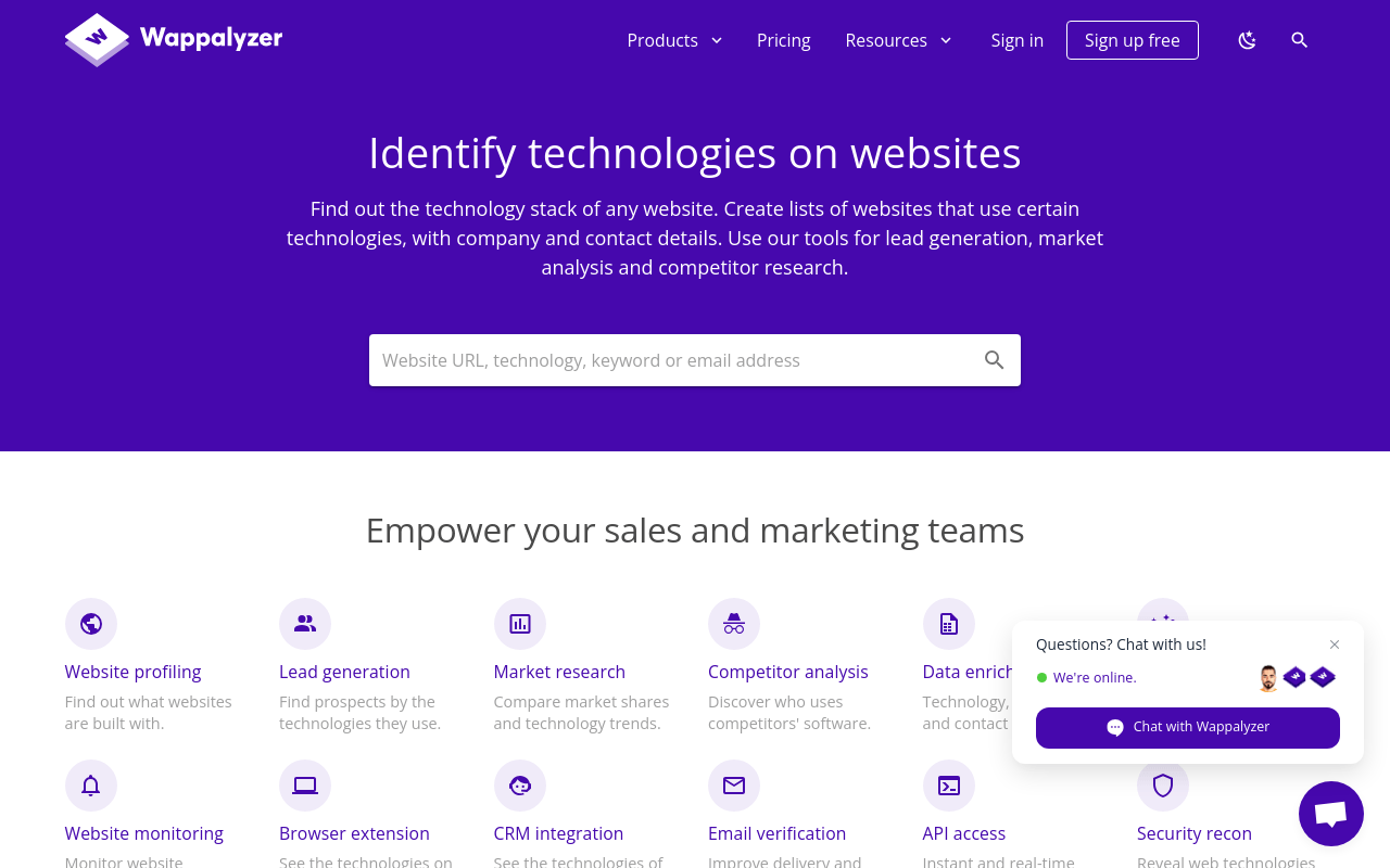 Find out what websites are built with - Wappalyzer